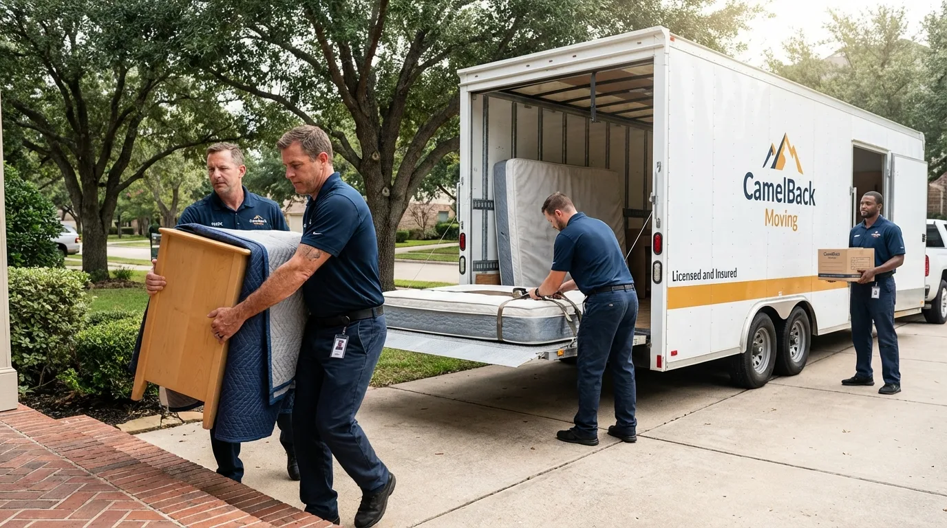 Crew loading residential truck for cross-state move from Ajo, AZ